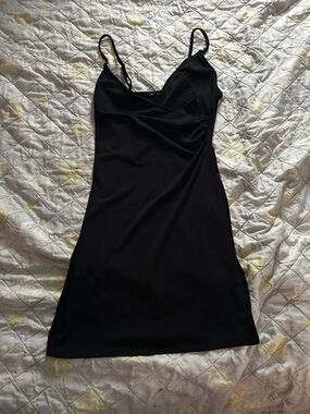 Black Spaghetti-Strap Slip Dress
